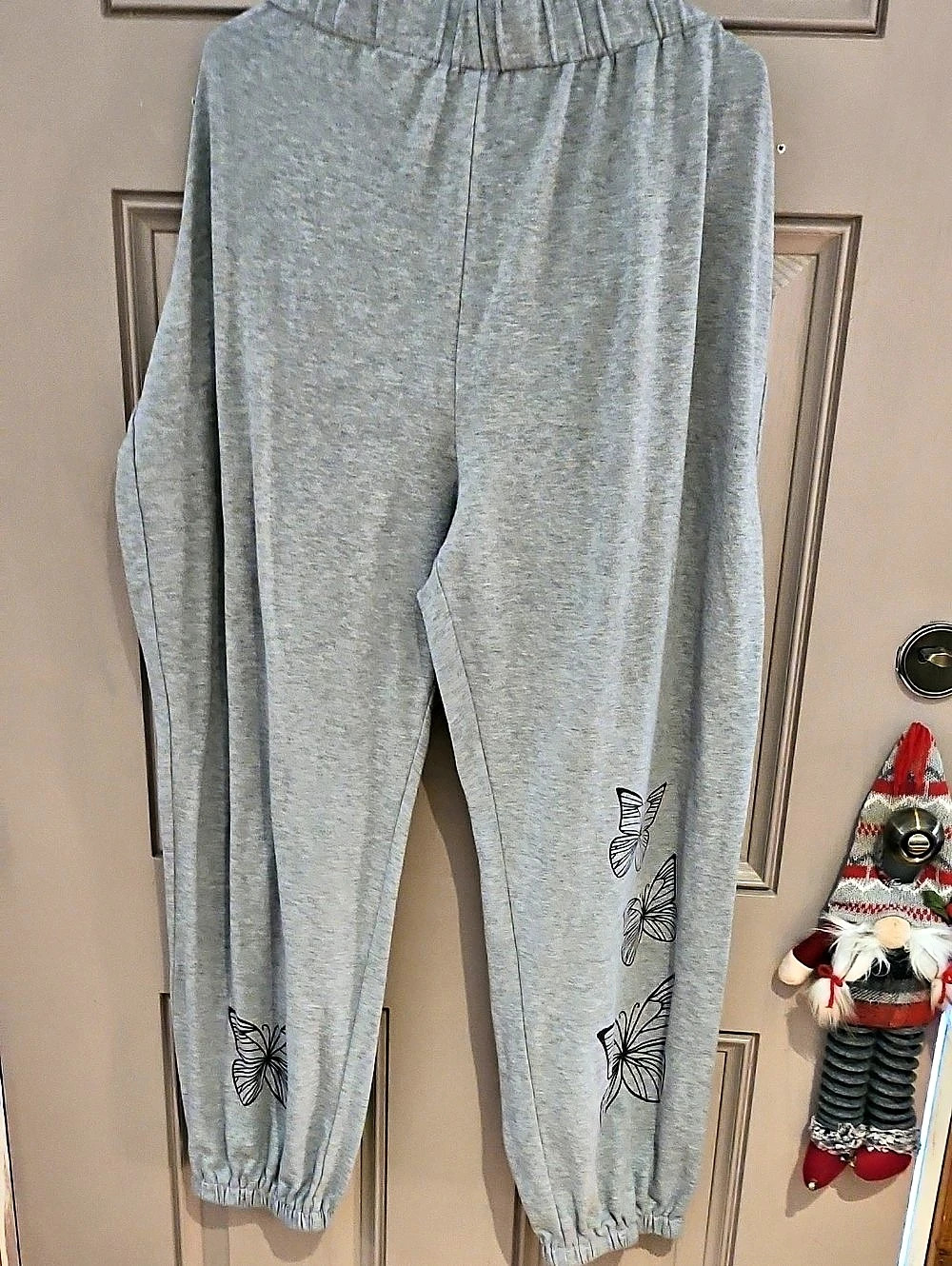 Gray Butterfly Print Joggers